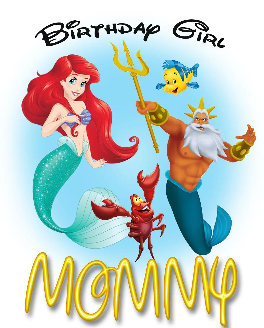 The Little Mermaid Birthday Shirt Mermaid Family Set T-Shirt Family Matching Outfits, Customized with Any Name and Age 5