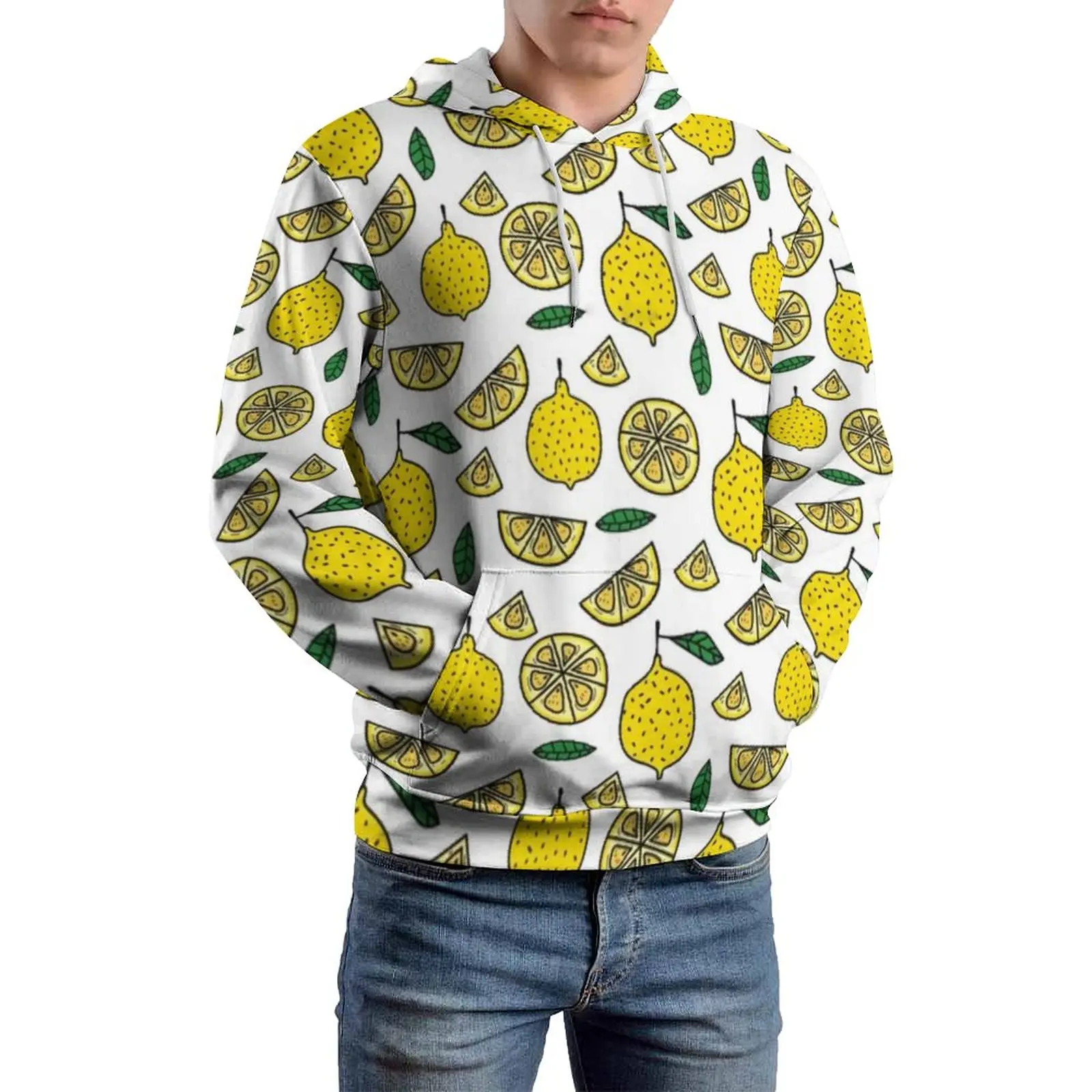 

Lemon Casual Hoodies Male Food Fruit Leaf Elegant Custom Hooded Sweatshirts Spring Long Sleeve Street Wear Oversize Hoodie
