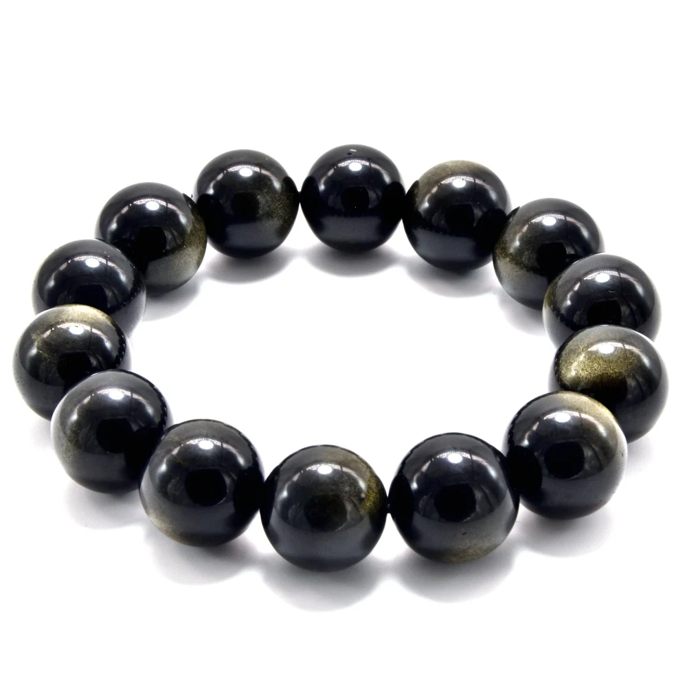 Natural Gem Bracelet Natural Golden Sheen Obsidian Bracelet