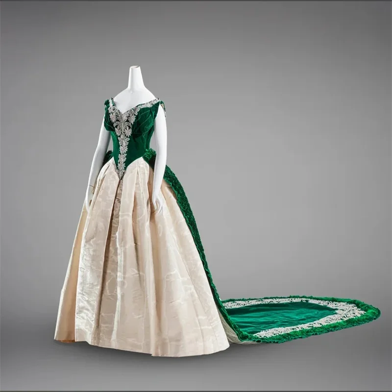 1888s Russian Royal Court Victorian Wedding Elegant Prom Dress Historical Retro Masquerade Ball Gown - Image 2