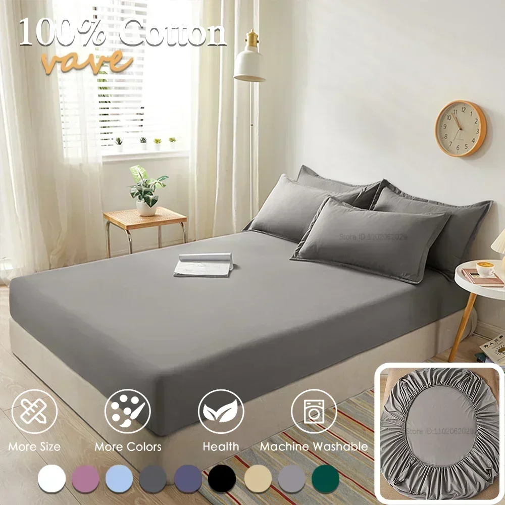 Soft Microfiber Fitted Bed Sheets with Elastic Bands Cotton Bedspread Covers Mattress Pad for Single Double/King/Queen Size Beds 3