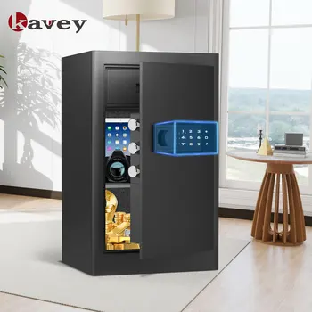 6.1 Cub Home Safe Box, Large Capacity Safe with Gewelry Drawers, Digital Safe with Removable Shelves and Alarm System. 3