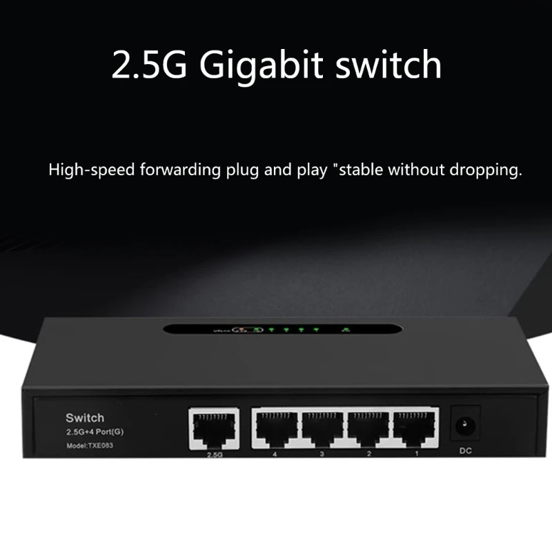 5포트 2.5Ghz 기가비트 데스크탑 스위치 박스 BufferFree 빠른 파일 전송 및 엔터테인먼트 LagFree 2.5Ghz 허브