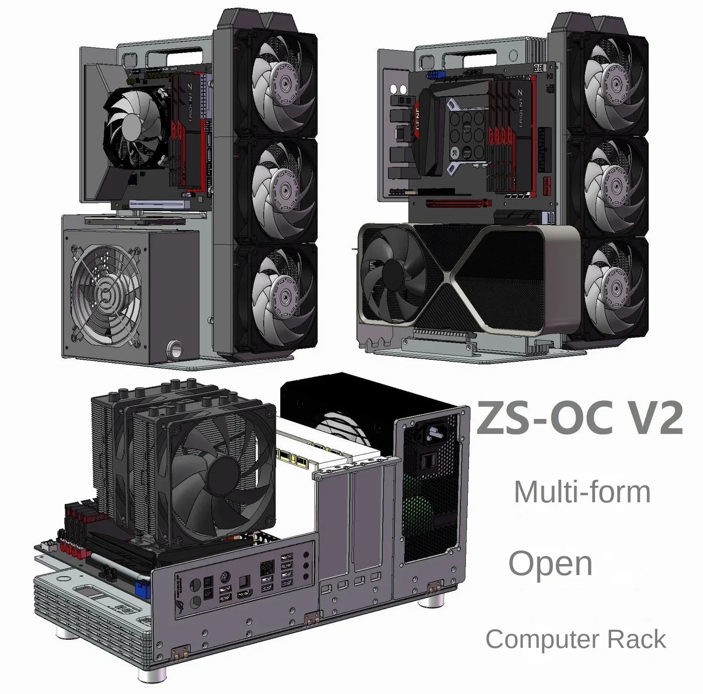 【 Spot 】 ZS-OC multi form open computer rack, version V2 ITX DTX matx chassis