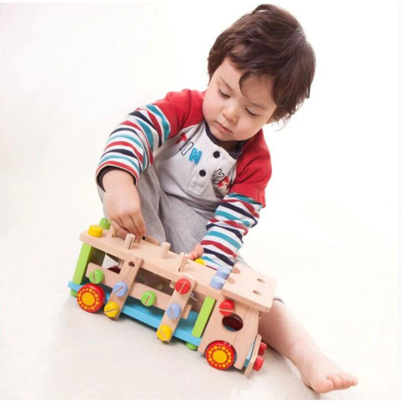 Wooden Car Toy Montessori Vehicle Models Childrens Disassembly And Assembly Coches Juguetes Niño De 3 A 5 AñosKinder Spielzeuge 4