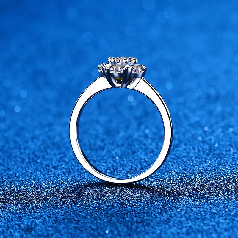Echt Moissanite Engagement Ring Brillante VVS Diamant Halo Hochzeit Band  Für Frauen Sterling Silber Blume Bouquet Versprechen Ring