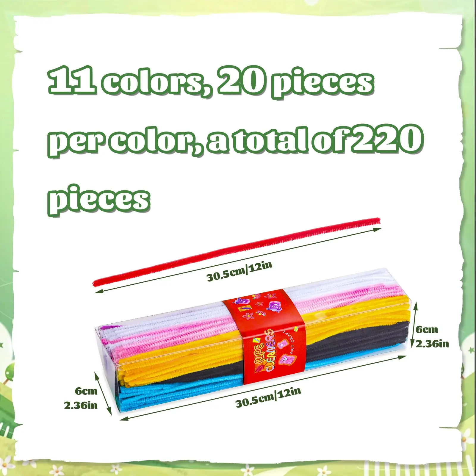 Colorful Pipe Cleaners Chenille Stems 200PCS with Adhesive Eyes and Storage Box Christmas Decoration chenille pipe cleaners