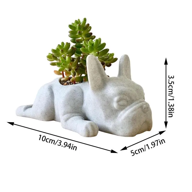 Mini French Bulldog Plant Resin Dog Succulent Planter Ornaments Planter Waterproof Handicraft Christmas Gift Garden Lawn Decor 5