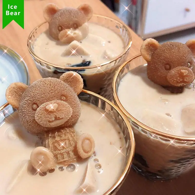 3D Teddy Bear Ice Mold Silicone Ice Maker DIY Soap Mould Ice Cream Tool For Whiskey Wine Cocktail Coffee Juice Cake Decoration images - 6