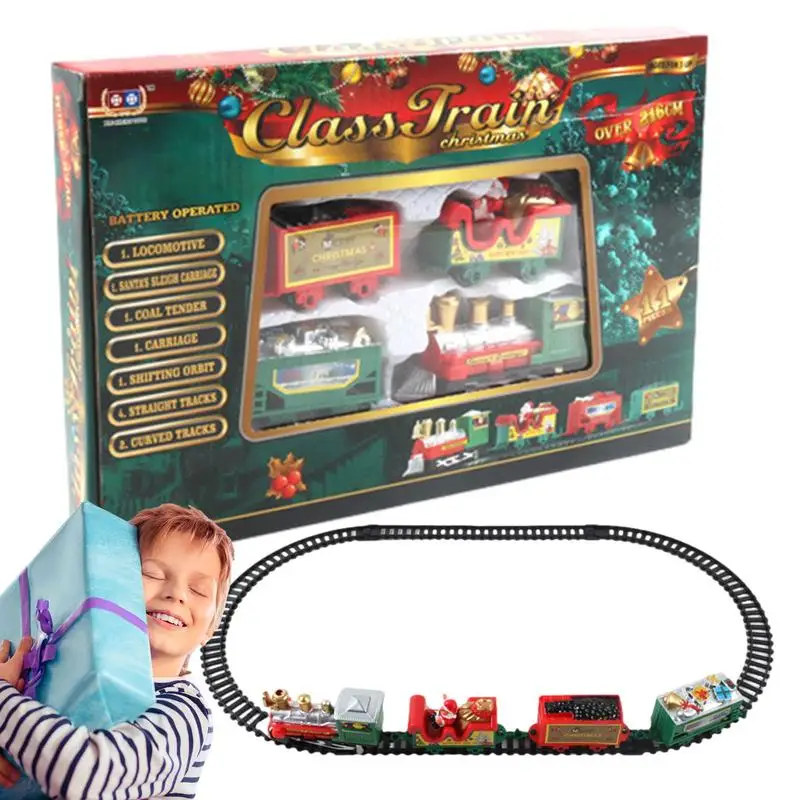 

Электрический поезд, Рождественская классическая игрушка, поезд, набор для сборки, Обучающие игрушки «сделай сам», веселая игрушка для сборки железнодорожных автомобилей, подарки