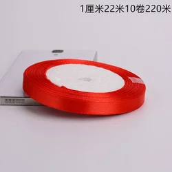 Elegant Red Silk Satin Ribbon Roll - 22 Meters for DIY Wedding and Birthday Party Decorations (10mm red)