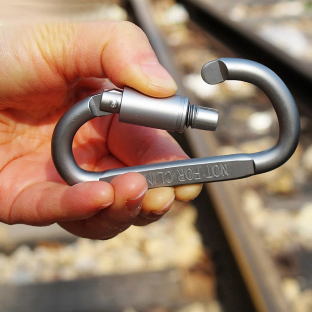 1/2Pcs alpinismo speleologia arrampicata su roccia moschettone di sicurezza con anello a D moschettone da viaggio sopravvivenza all'aperto fibbia a gancio in lega di alluminio