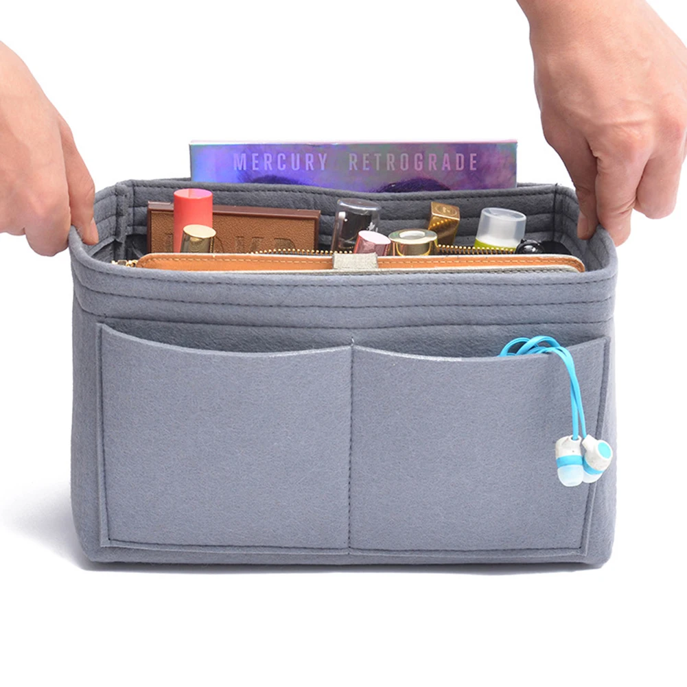 

Многофункциональная сумка для хранения большой и средней емкости, фетровые косметички с подкладкой и внутренним карманом на молнии, для деловых поездок, 1 шт.