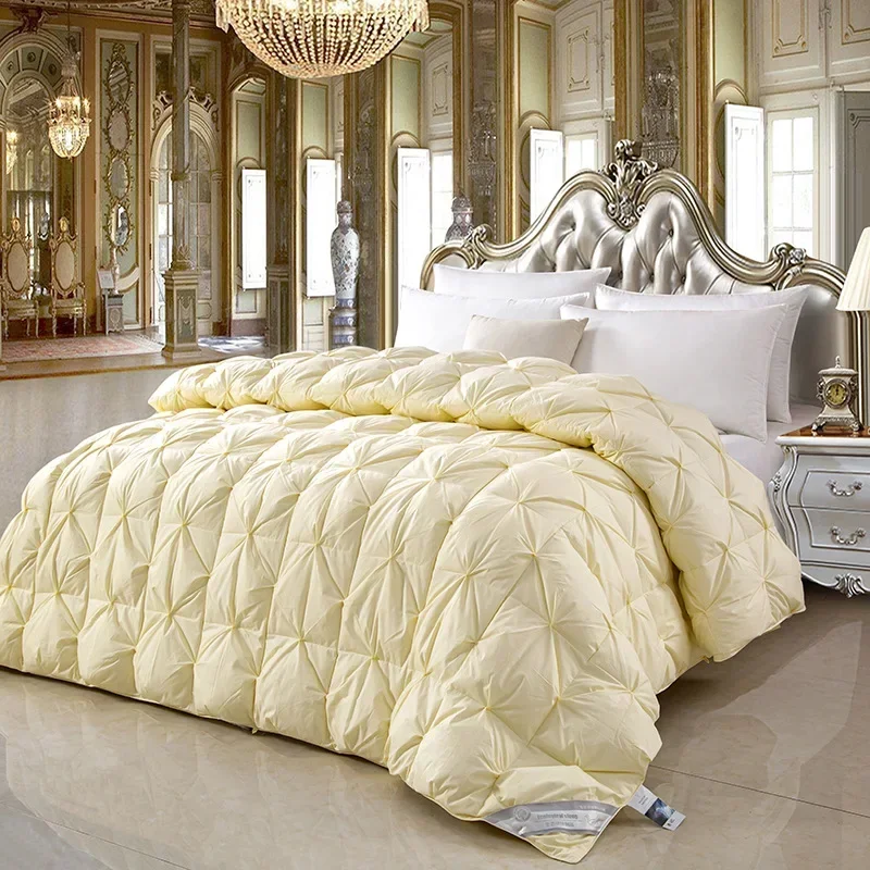 Colcha com temperatura controlada, colcha de penas de ganso branco, colcha de algodão para uma pessoa com núcleo engrossado para calor e conforto