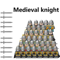 MOC War Military Medieval Building Block Knight Figure Warrior Soldier Spear Sword Shield Diy Weapon Castle Army Accessories Toy 1