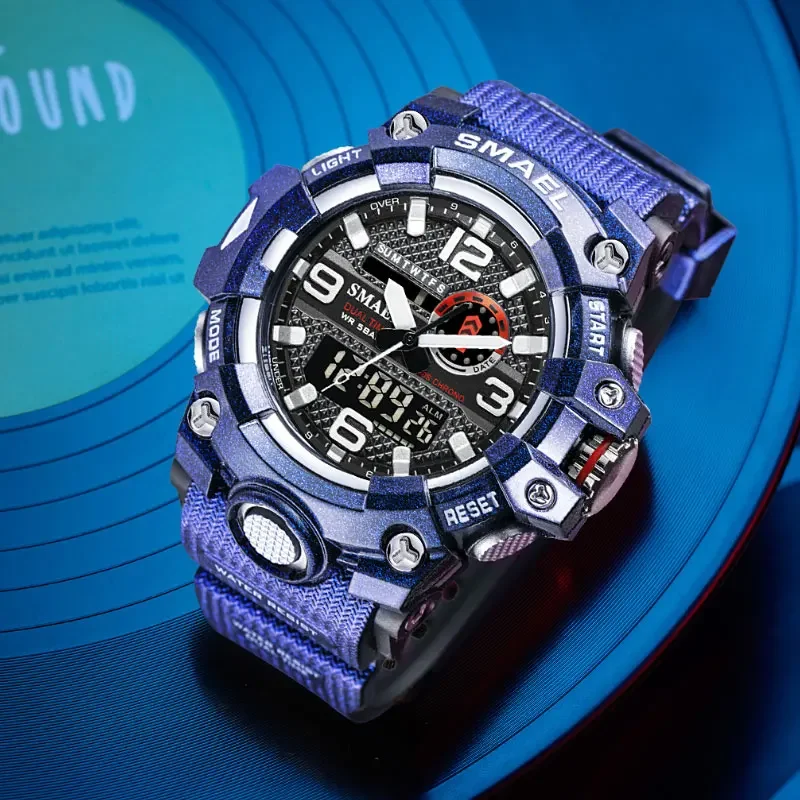 

SMAEL Mens Sports Watches Waterproof Military LED Digital Quartz Watch Men Electronic Wristwatch Fashion Student Alarm Stopwatch