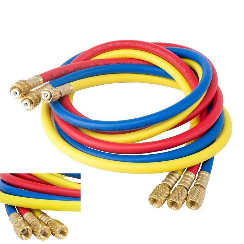 Air Conditioning Hose Kit Air Conditioning Hose 3Pcs 1M Refrigerant Hose 1/4 Sae 2500psi Refrigerant Charging Hose for R404a R12 R22 Air Conditioning