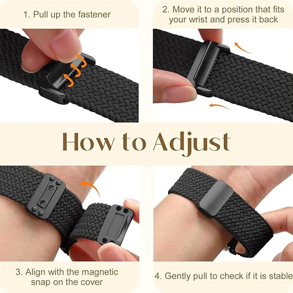Magnetic Clasp Braided Nylon Bracelet Strap, 20/22mm