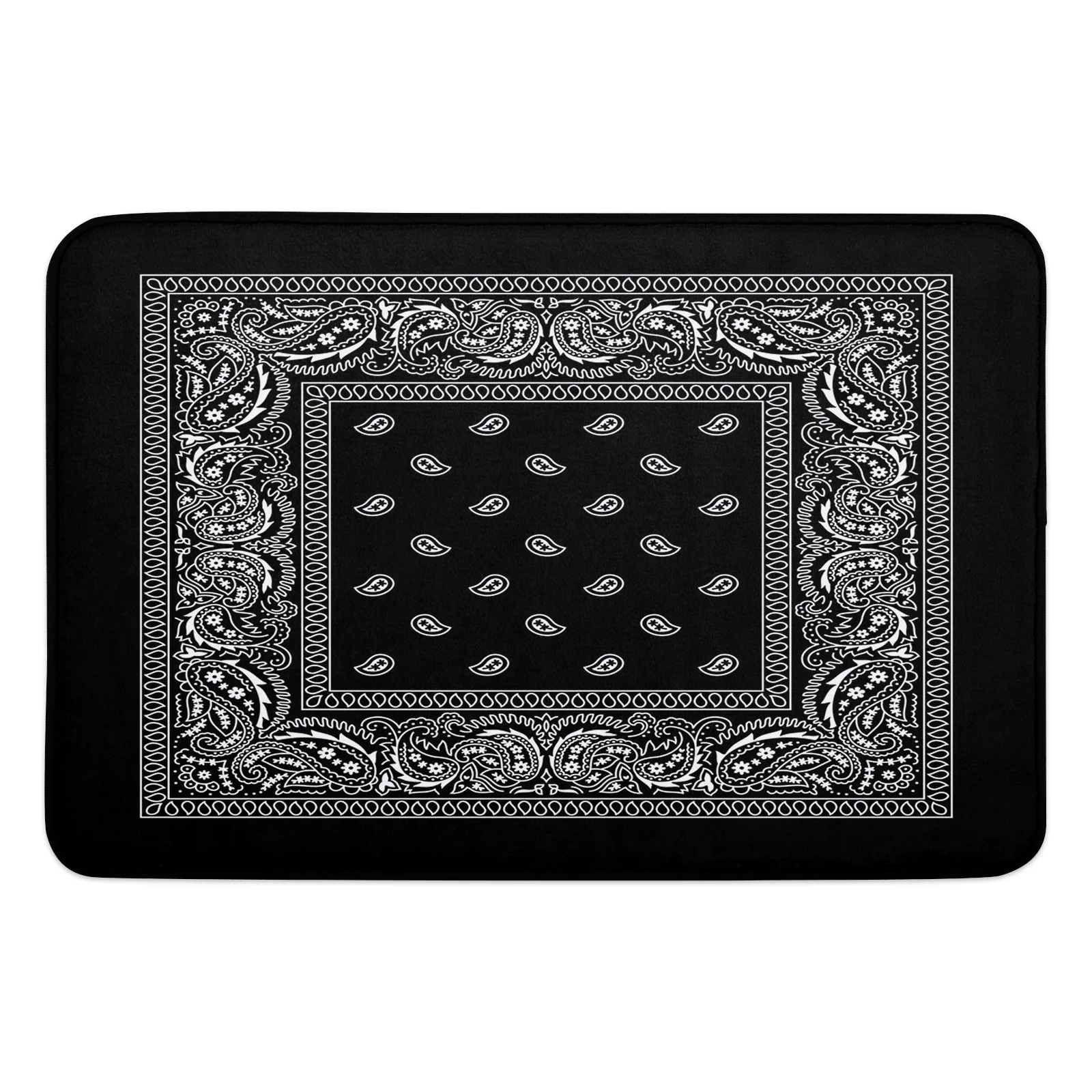 Bandana Paisley Black White Floor Mat Entrance Door Mat Living Room Kitchen  Rug Non-Slip Carpet Bathroom Doormat Home Decor - AliExpress