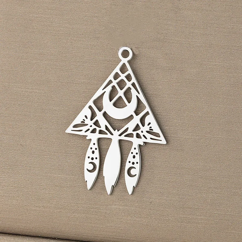 

WZNB 5Pcs Triangle Moon Charms Geometry Stainless Steel Pendant for Jewelry Making Handmade Bracelet Necklace Diy Accessories