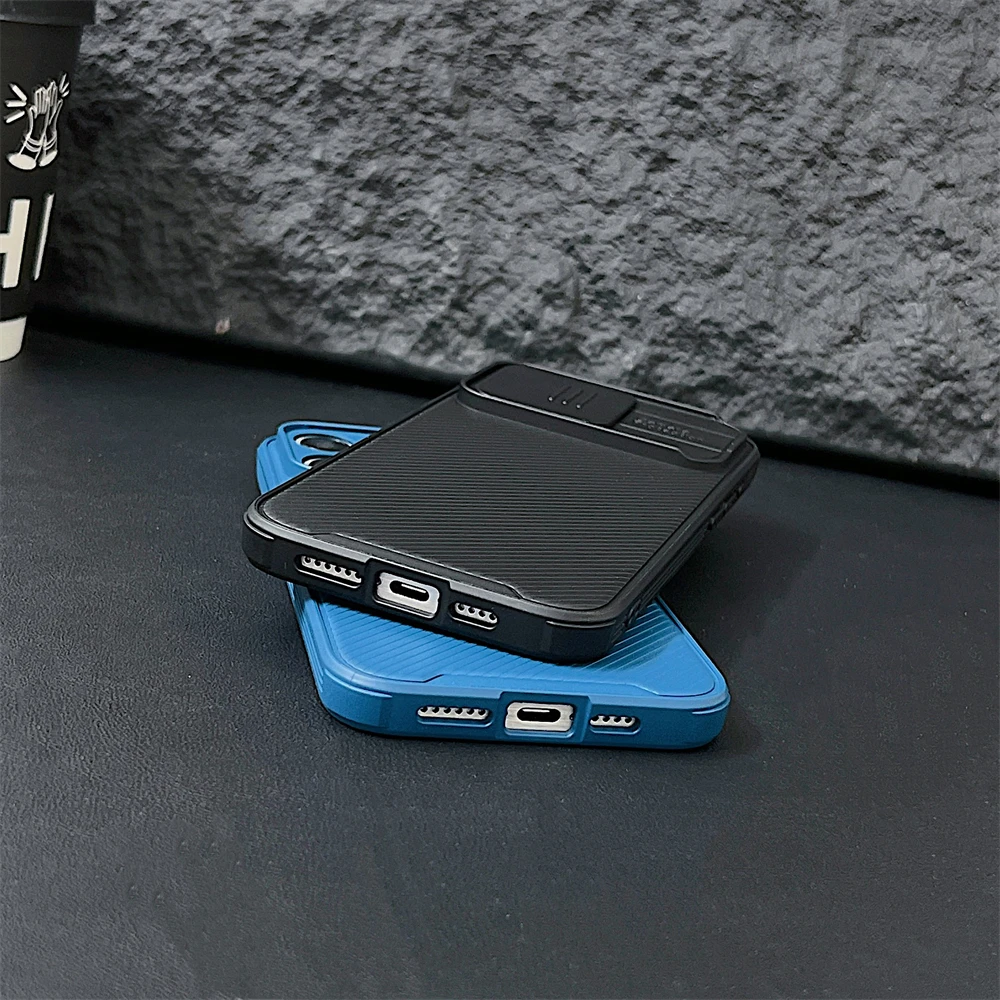 Luxurious Magnetic Armor Case with Sliding Camera Cover and Wireless Charging Compatibility