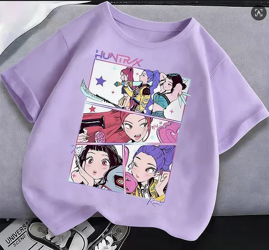 Hasbro 어린이용 한국식 팝 문화 데몬 헌터 티셔츠, 귀여운 데몬 헌터 호랑이..