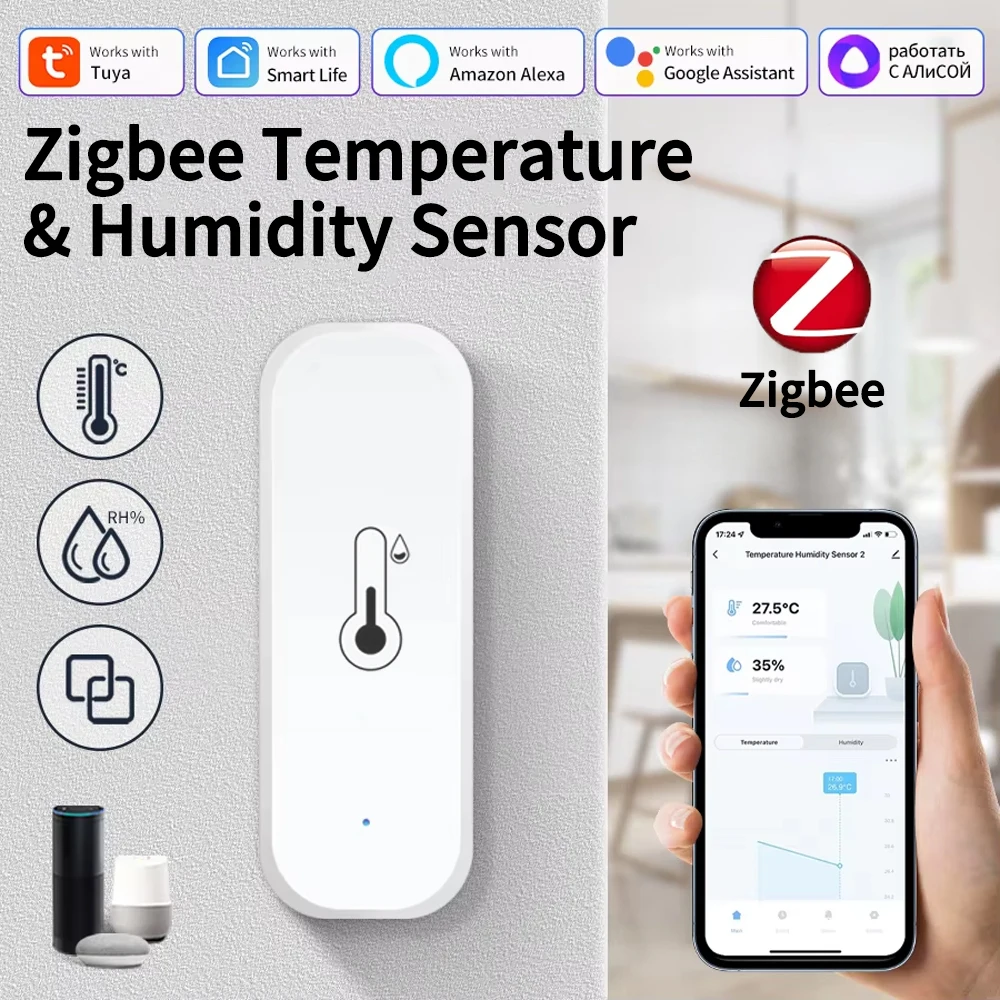 Tuya Zigbee Temperature and Humidity Sensor Indoor Hygrometer ...