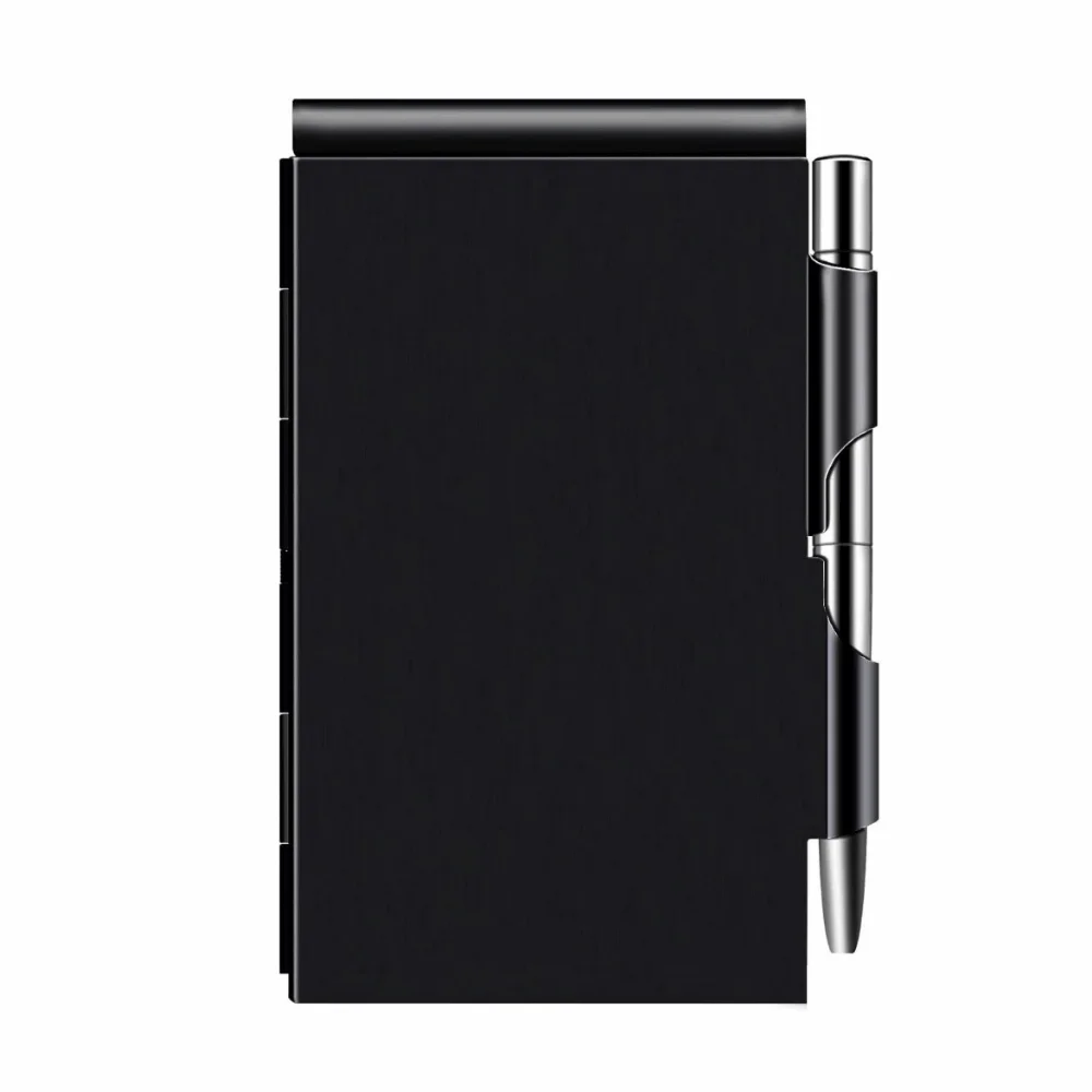 Compact Aluminum Notepad with Pen and Refillable Memo Pads - Pocket-Sized for Students and Professionals