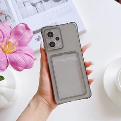 Clear Wallet Card Slot Bag Case, Back Cover for Redmi Note 9 Pro 4G (Grey)