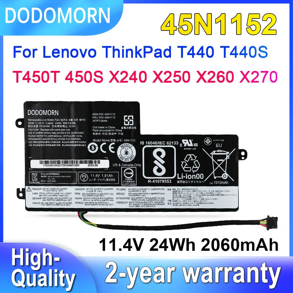 

Аккумулятор DODOMORN 45N1112 для ноутбука Lenovo ThinkPad T440 T450 T440S T450S X240 X250 X260 X270 L450 45N1111 45N1110 11,4 в 24 Втч