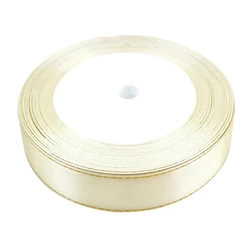 Premium Gold - Edged Satin Ribbon for Gift Packaging - 25 Yards, Assorted Widths (High Quality, Wholesale) (Beige)