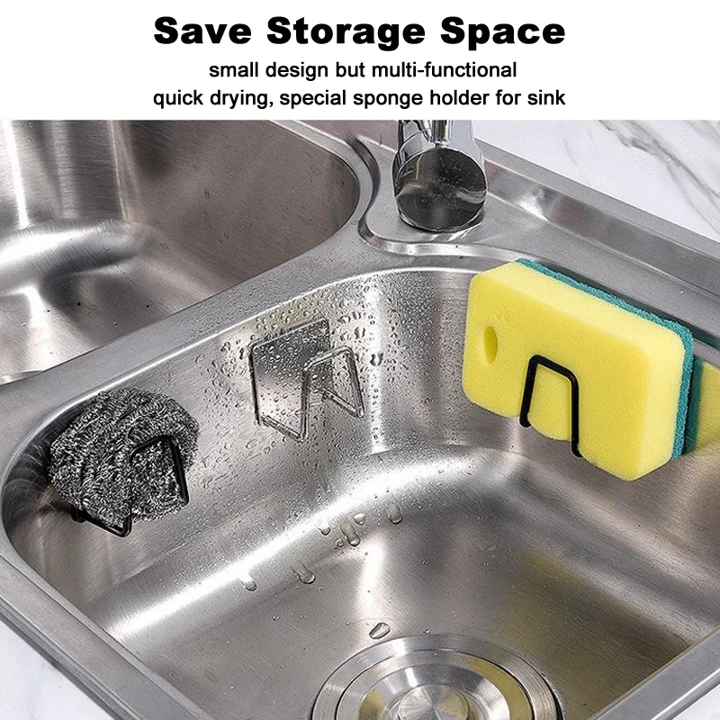 304 Stainless Steel Kitchen Sponges Holder Self Adhesive Sink Drain Drying Rack Bathroom Accessories 3