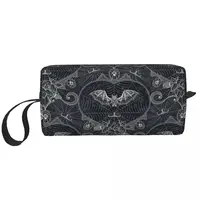 Custom Halloween Witch Bats Makeup Bag for Women Cosmetic Organizer Kawaii Gothic Halloween Lace Storage Toiletry Bags 1