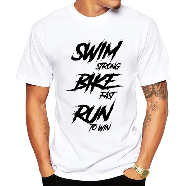 TEEHUB Vintage Swim Strong Grappige Tees Fiets Snel Heren T-shirts Jongen Ren Om Te Winnen Print Korte Mouw T-shirt Sport Tops_voghion.com
