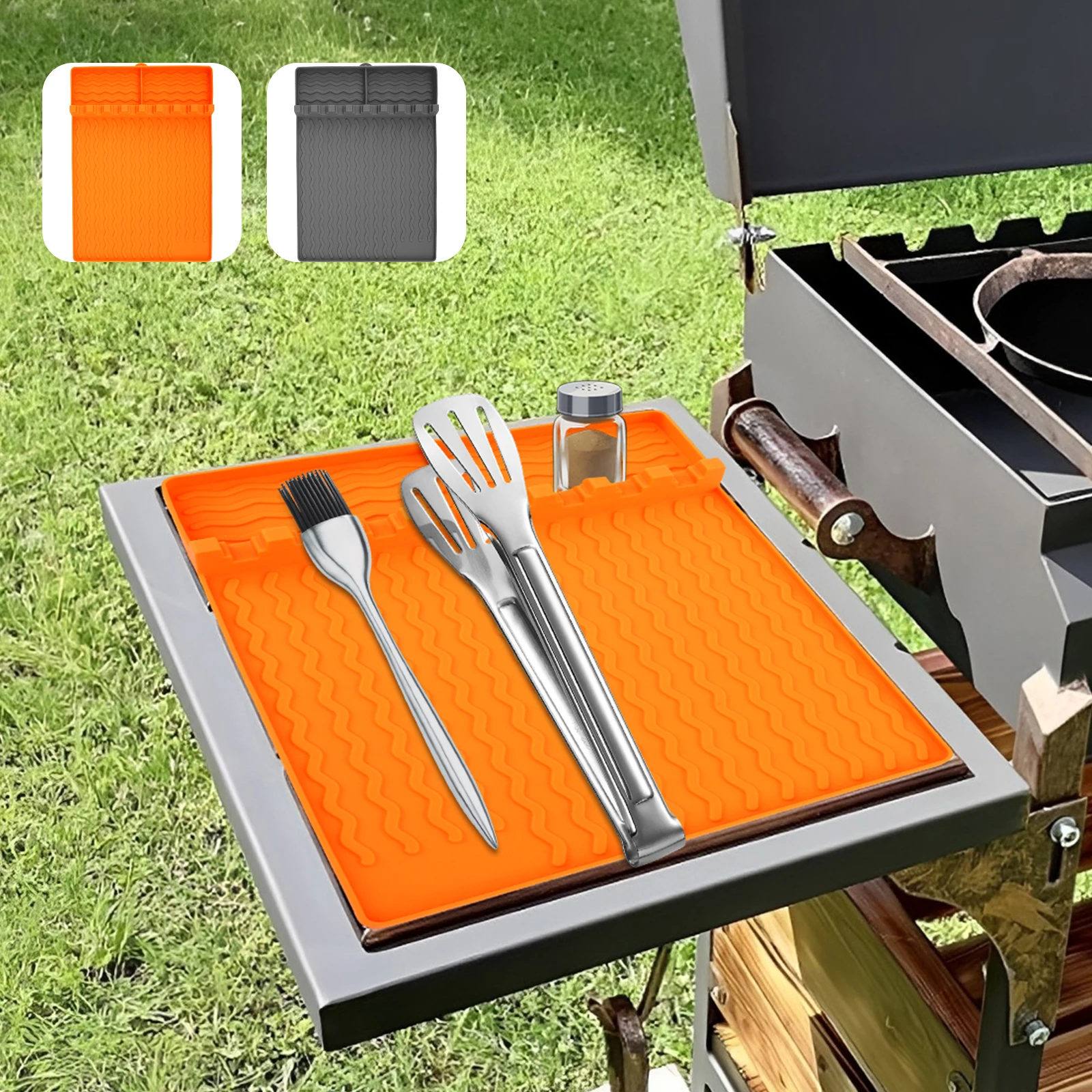 

Silicone Spatula Mat Silicone Utensil Rest with Drip Pad 16 Inch Heat Resistant Grill Side Shelf Mat Food Grade Grill Utensil