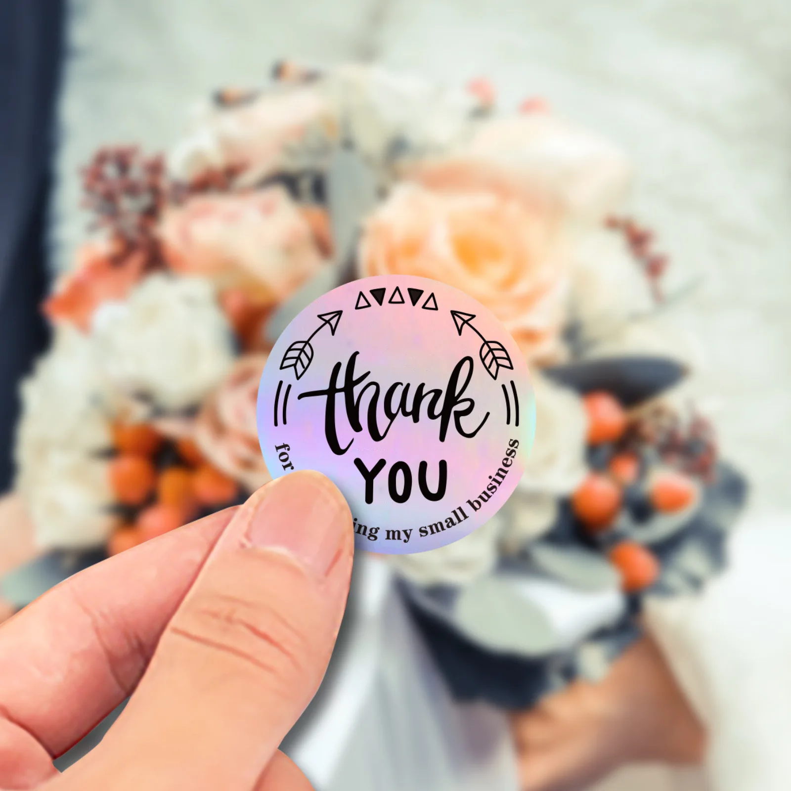 500pcs Rainbow Laser Thank You Stickers 1inch Small Business Stickers Adhesive Labels for Boutiques Wrapping Supplies