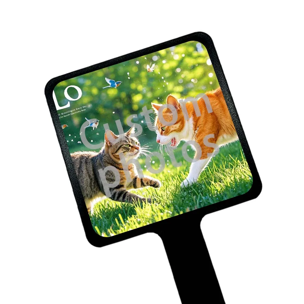 Personalized Black Handheld Makeup Mirror with Custom Photo Design
