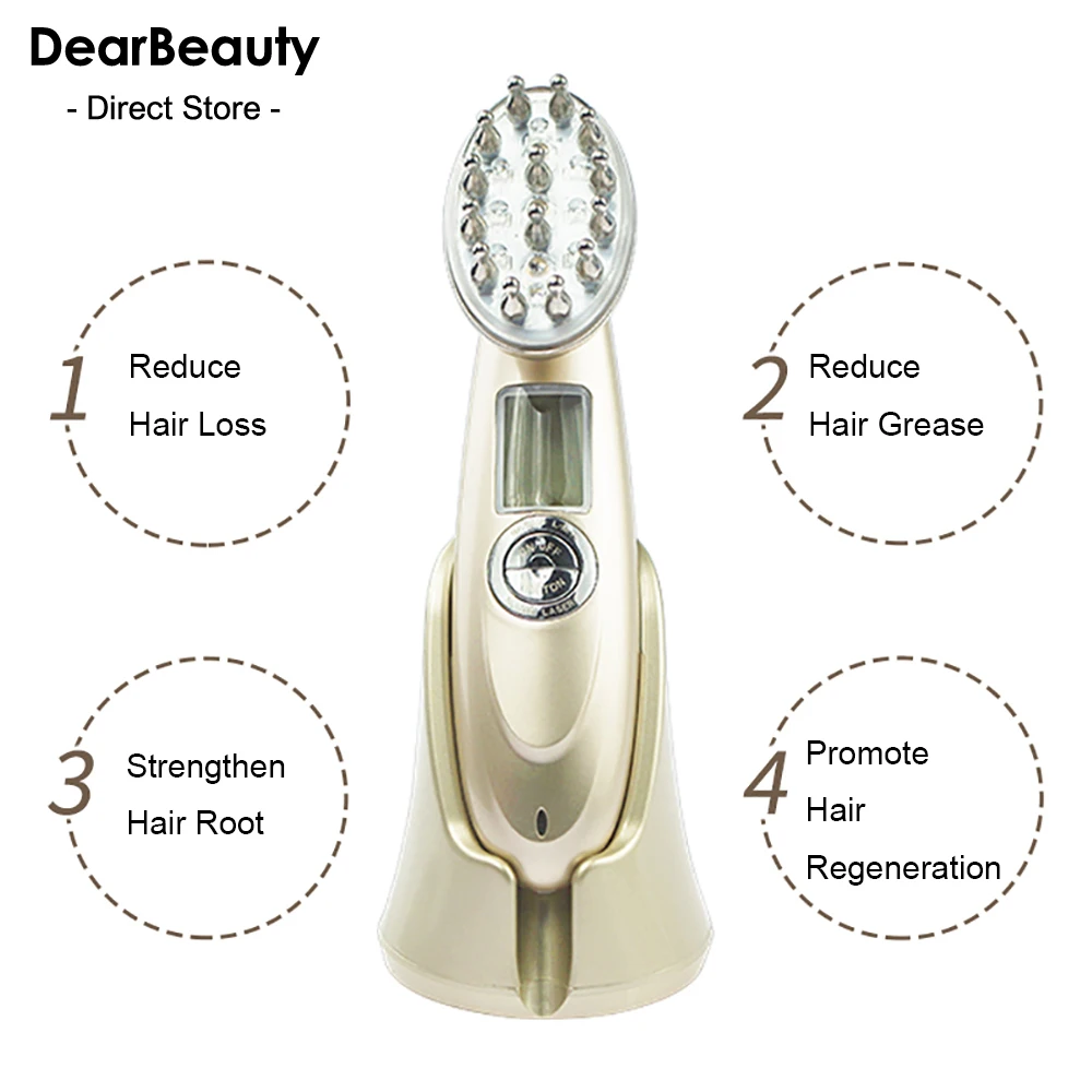 Pettine elettrico per la crescita dei capelli, terapia di massaggio anti-perdita di capelli, massaggio con vibrazione a infrarossi RF a luce rossa EMS_voghion.com