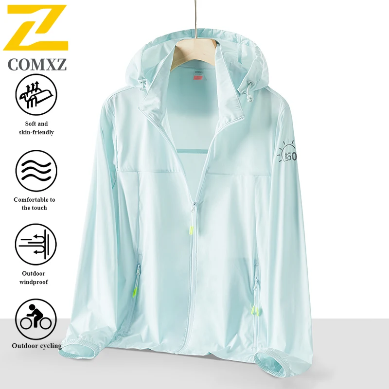 Summer Ice Silk UV Protection Jacket UPF50+ Lightweight Outdoor Mountaineering camping Hoodie Breathable Skin Coat for Unisex