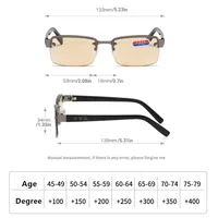Lunettes de lecture demi-monture pour hommes et femmes, monture carrée, lunettes de presbytie, + 1.0 à + 4.0, mode 3