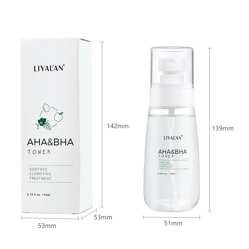 110ml AHA BHA Facial Toner Spray Acne Treatment Clarifying Soothing Skin Lightening Moisturizing Relieving Blackheads Skin Care