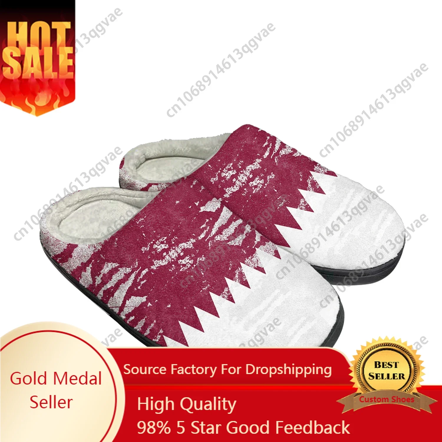 Qatar Flag Home Cotton Custom Slippers Mens Womens Sandals Qatar Plush Bedroom Casual Keep Warm Shoes Thermal Slipper