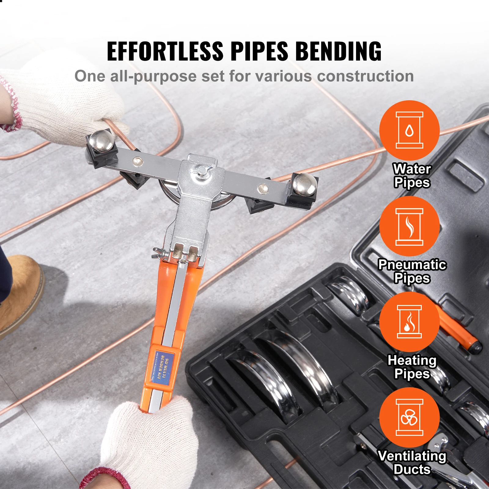 Ratcheting Pipe Tube Bender Tool Kit for Air Conditioning Repair