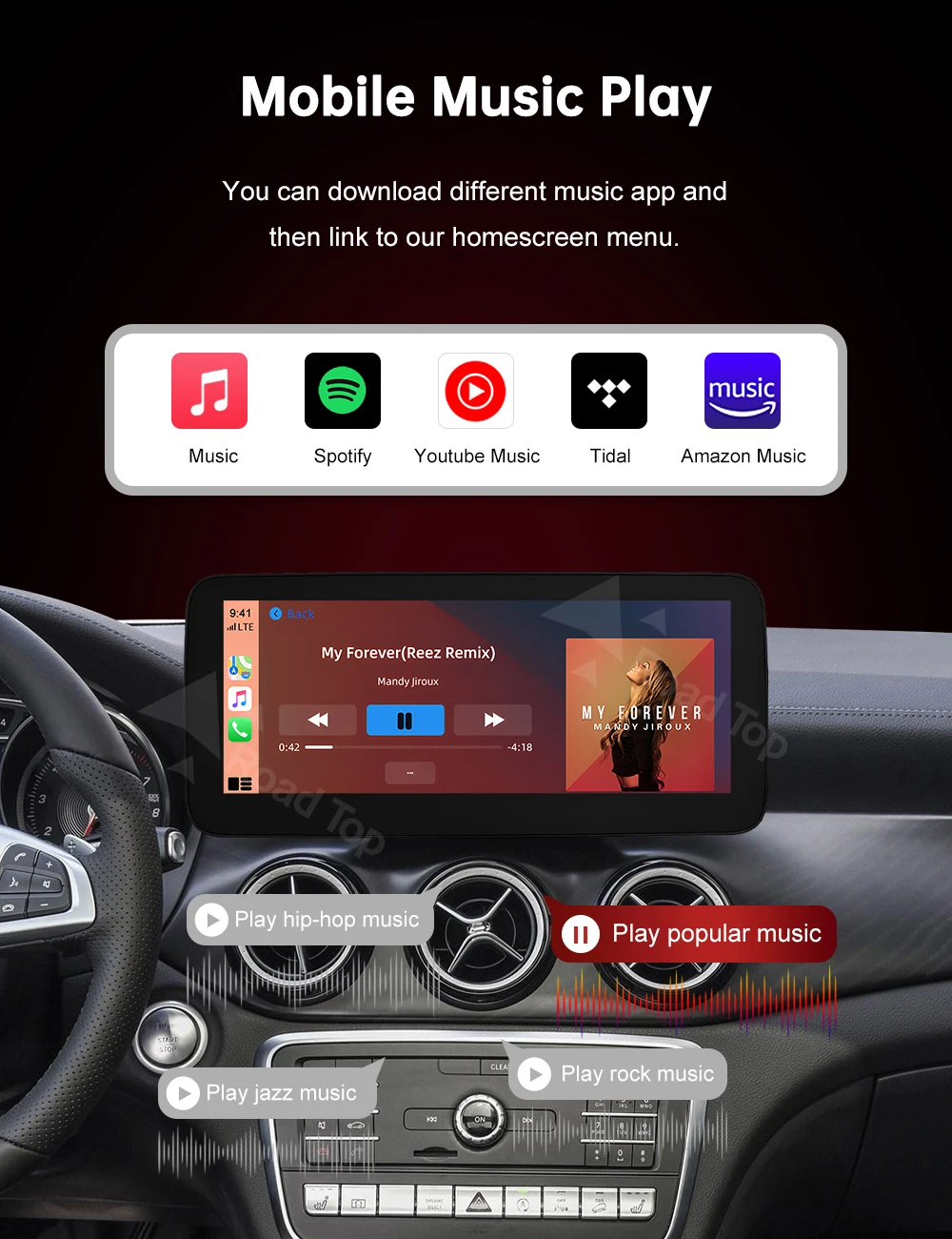 Kabelloses CarPlay Android Auto Multimedia-Radio-Display für Mercedes-Benz A B CLA GLA Klasse W176 W246 2016-2018 NTG5.0 – Detail 13