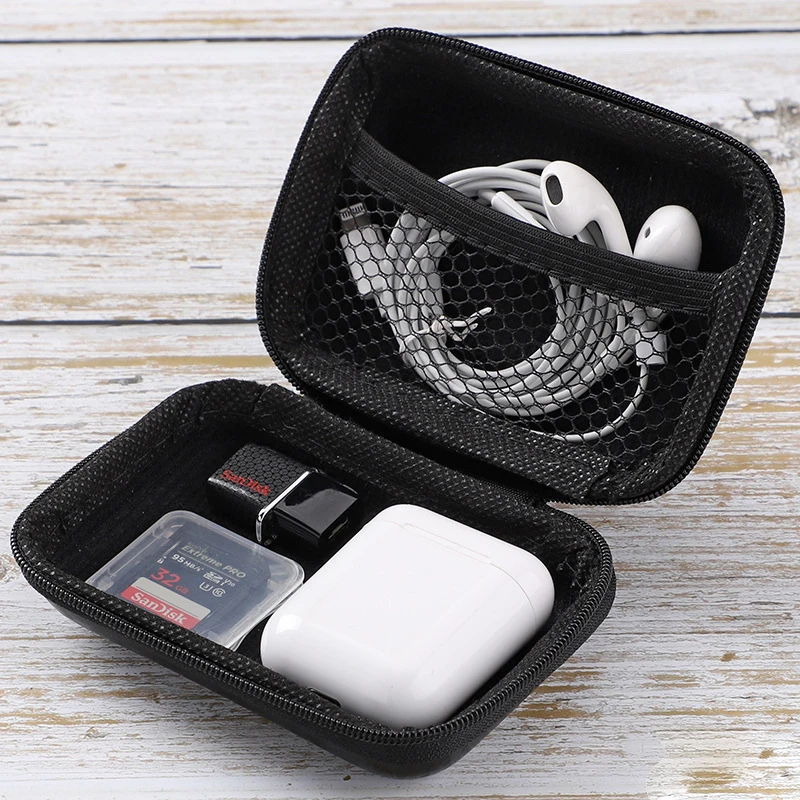 Carbon Pattern Earphone Organizer Key Case Coin Box Portable Hard Headphones Storage Bag SD Card USB Cable Earbuds Holder,key case,coin purse,coin wallet,earbuds storage bag