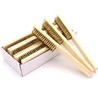 1pcs Wood Handle Brass Wire Copper Brush for Industrial Devices Surface/Inner Polishing Grinding Cleaning 6x16 Row Brushes 1