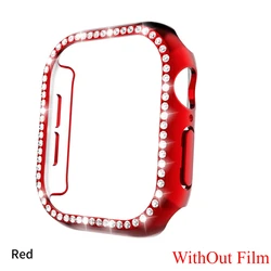 Diamond Glass Apple Watch Bling Bumper Protector Case for 42mm Series 10 11 (1 - Red)