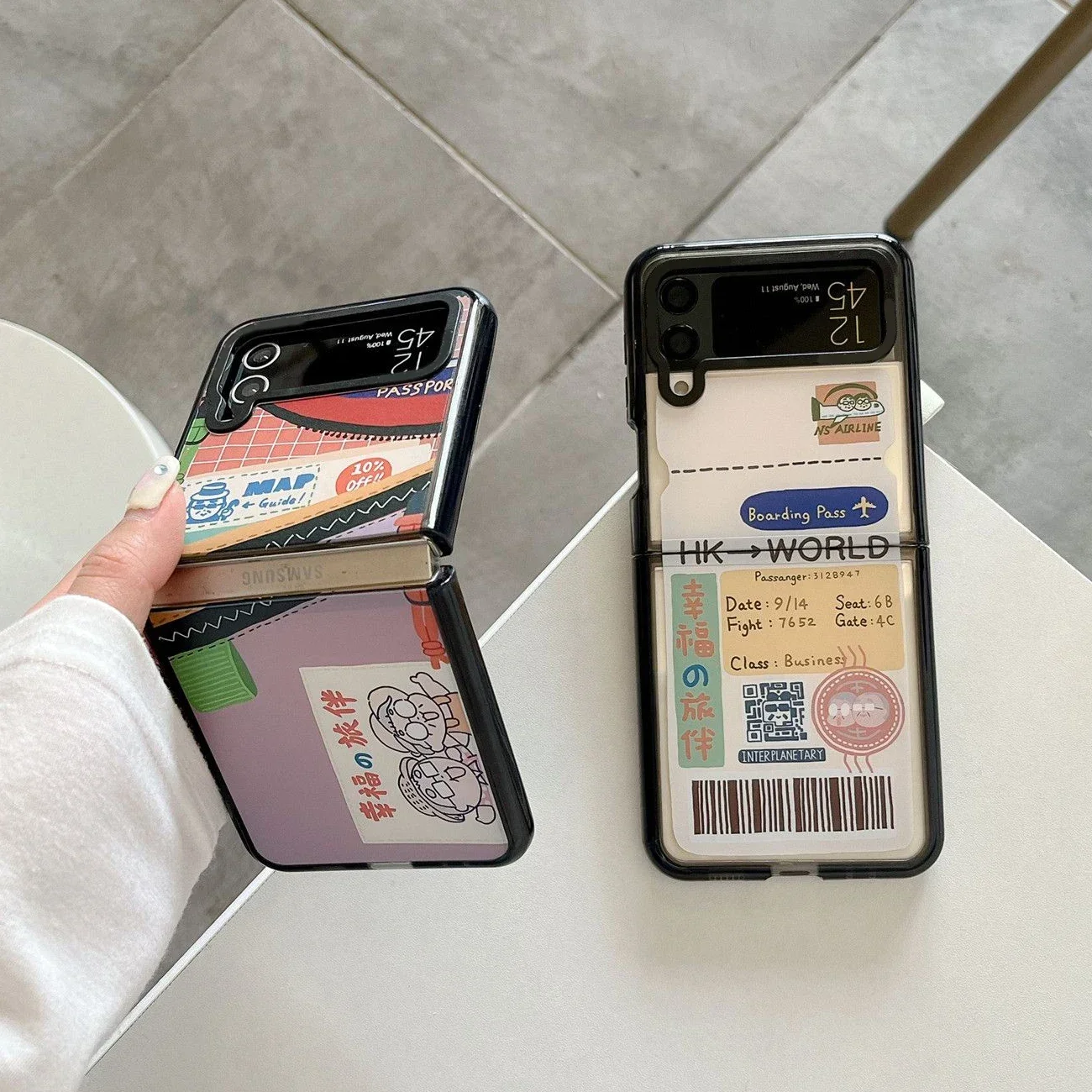 Black Border Acrylic Bar Code Phone Case for Samsung Galaxy Z Flip 5 4 3 Back Cover for ZFlip3 ZFlip4 ZFlip5 Hard Case Shell