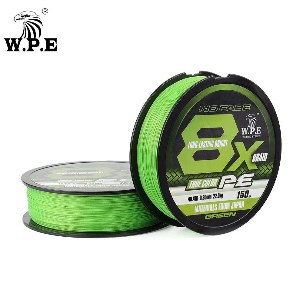 

W.P.E Fishing Line 150m PE 0.16-0.40mm 11-26.5kg 24.2-58.3lb Green 8 Strands Braided Carp Fishing Line Tackle Pesca 1Piece