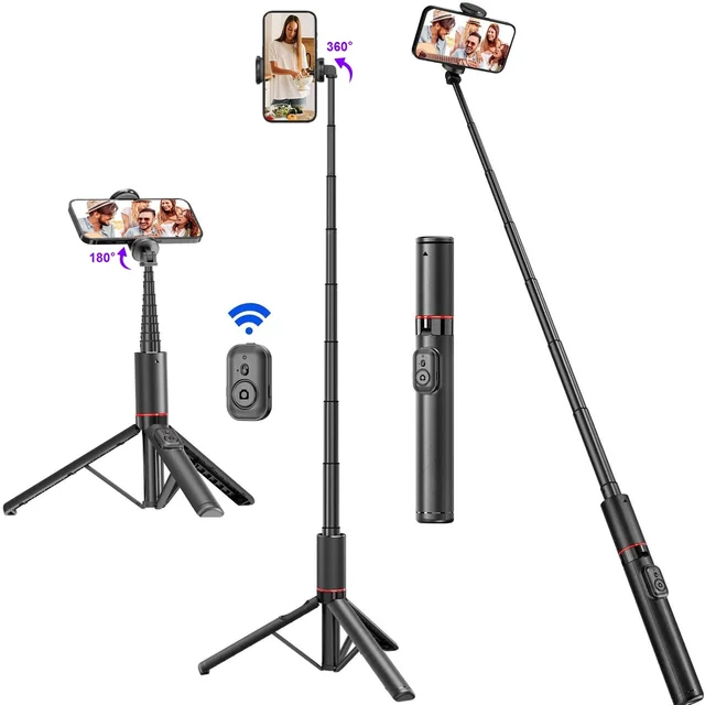 Selfie Stick for iPhone Phone 52" Wireless Selfie Stick Tripod Stand with Remote for Cellphone Video Recording Travel Vlog